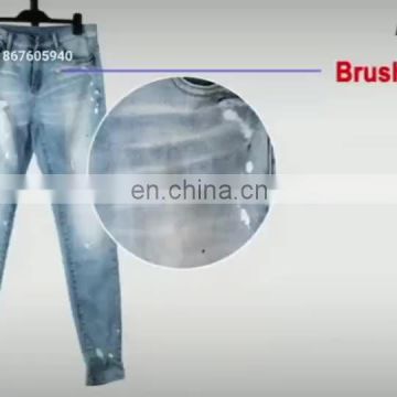 DiZNEW Wholesale Custom Latest Design  print broken men jeans dirty Light blue