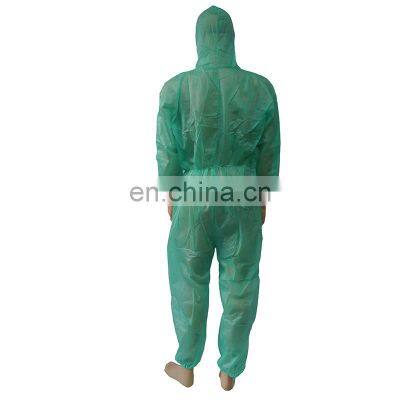 Disposable PPE industrial body suit coverall with one piece style green color