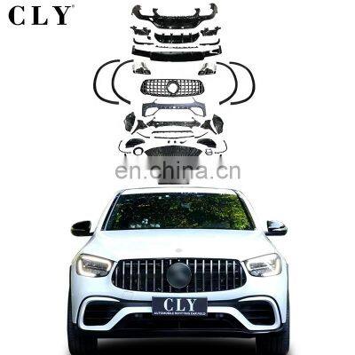 CLY Front car bumpers For Benz GLC Coupe C253 X253 Upgrade GLC63S AMG GT Grille front rear wheel arch diffuser tips Bodykits