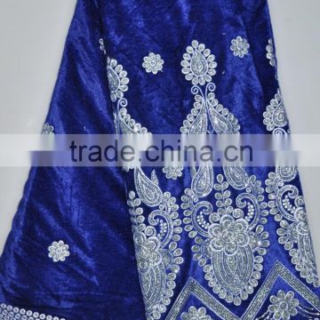 V122-2 royal embroidery designs african velvet fabric/nigeria velvet lace dresses