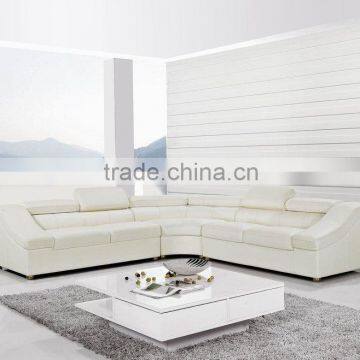 big white leather corner sofa / germany living room leather sofa 628