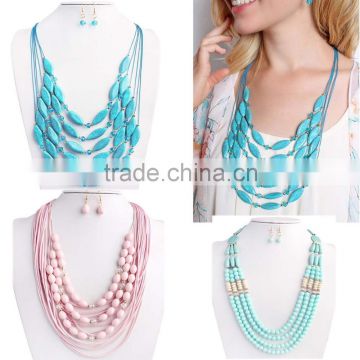 Handmade beads layers statement necklace