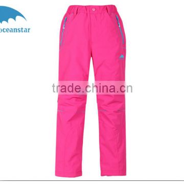 Hot sale outdoor waterproof polyester ski pants with side zipper kids/children