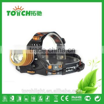 strong light LED 3Mode HeadLight Headlamp zoomable Head Torch Rechargeable head lamp by 2*18650 battery