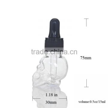 15ml skull shaped clear dropper bottle