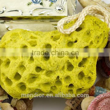 Mendior Fresh Ginger sponge yellow bath sponge with rope OEM/Wholesale