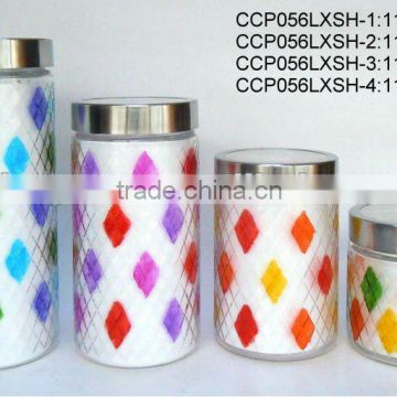 CCP056LXSH hand-painted glass jar with stainless steel lid