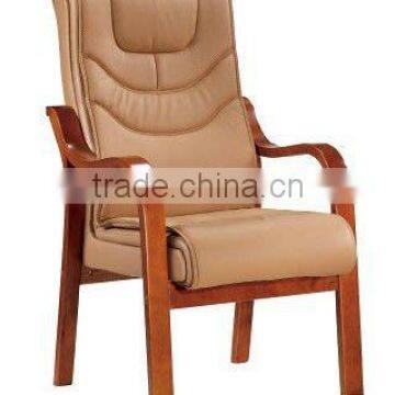 Classic wooden and good quality beige leather waiting room chair(FOHF-33#)
