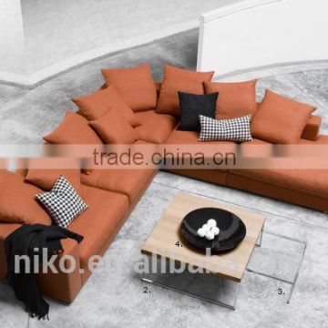 Fire bird soild wood construction high quality feather fabric sofa set