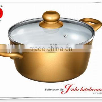 FORGED ALUMINUM CASSEROLE WITH LID, WITH GOLDEN SHINY PAINTING