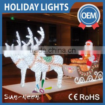 Outdoor Christmas Decoration Lights Led 3d Reindeer With Sleigh Light