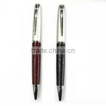 metal ball pen, leather pen