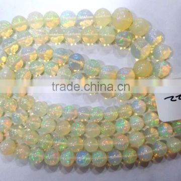 #CZZZ Top Quality Round Plain Beads Strand Ethiopian Opal