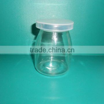 200ml clear glass milk pudding bottle with plastic cap
