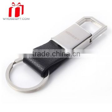 Metal And Leather Business Gift Bottle Opener Keychain