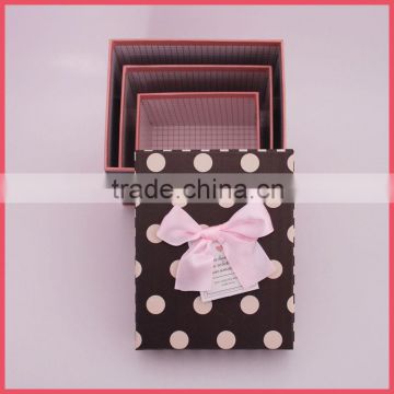 Delicate Pink Ribbon Wrapped Polka Dots Paper Storage Box