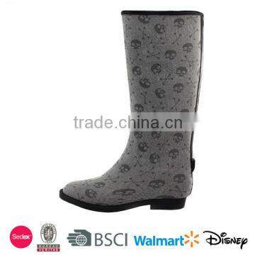 2016 new design sexy skull pattern rain boots for women