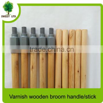 2.2*120cm varnished wooden broom handle with plastic thread