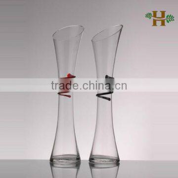 Handblown Clear and Tall Glass Vase Wedding Centerpiece