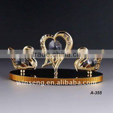 24K gold plated love swan gifts for wedding decoration