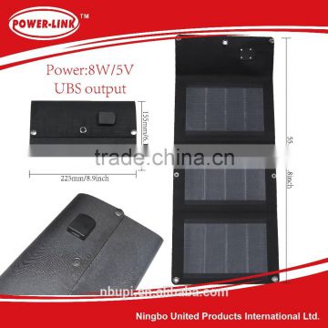 CIGS flexible light 8W folding solar power charger,solar panel,solar cell,laminate,for mobile, pad,camera