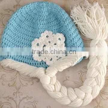 snowflake pattrrn blue cute fashion baby crochet hat