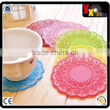 Soft pvc coasters lace candy color jottings small fresh silica gel coaster