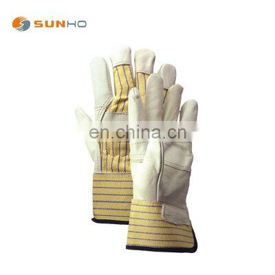 Sunnyhope piggrain cowhide leather full palm safety cuff gloves