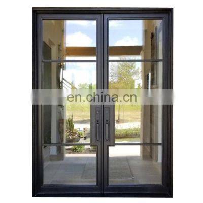 simple designs modern double glass front swing wrought iron door