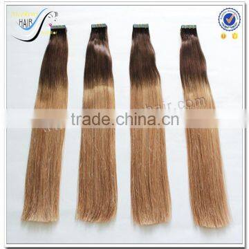 cheap price double drawn thick ends indian ombre color tape hair extension