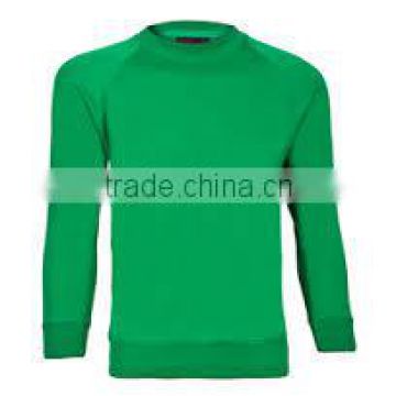Polyester / Cotton Customer made Pullover Crew Neck Sweat Shirt in Green color