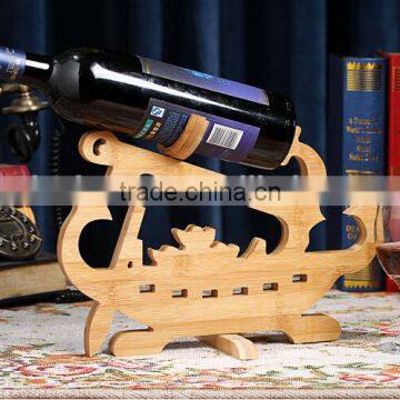 Eco friendly boat shape bamboo wine rack, wine holder