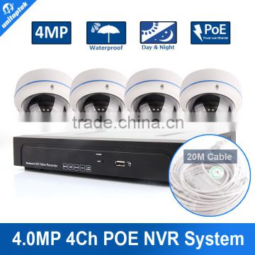 4CH 4.0MP(2592*1520) Network Outdoor Dome IP Camera+5.0MP 4CH POE NVR System Support NVR Kit Video Surveillance Video Recording