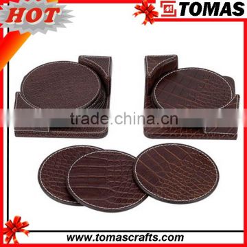 Wholesale OEM designed promotional with custom leather drink coasters