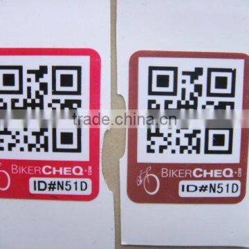 QR code label transparent PVC QR sticker car sticker