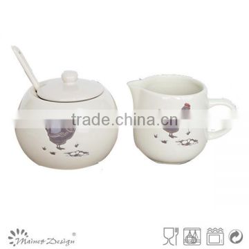 New design tea sugar coffee ceramic storage jar with spoon