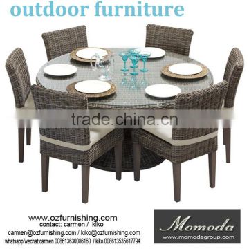 MMD889 Hotel Used Long Table With 6 Chairs Outdoor Rattan Dining Room Funiture
