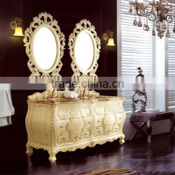Luxury Hand Carved Vanity Unit With Marble Top,Classic Bathroom Vanity Mirror Cabinet, Bathroom Vanities(BF08-4122)