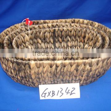 Handmade oval water hyacinth storage basket New designed