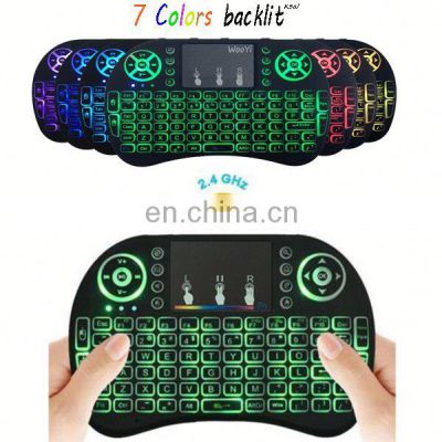 Mini I8 Wireless 2.4G Keyboard Air Mouse with Touchpad Mouse LED colorful Backlit mini wireless keyboard for smart tv