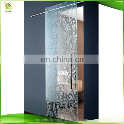semi-automatic 3 panels balcony sliding tempered mirror glass doors