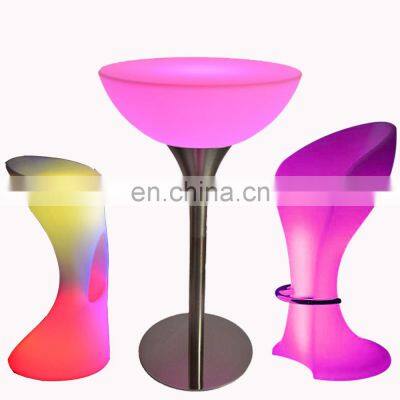 wireless illuminated glowing led portable led light bar cocktail tables and chairs plastic party bar tables hookah lounge chairs