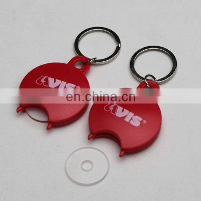 Custom Plastic Euro Coin Holder Keychain For Promotion