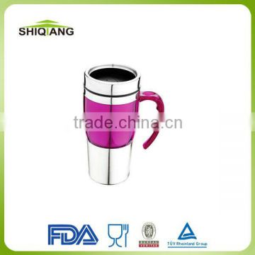 450ml double wall insulated stainless steel office cups with handle BL-5061 ,different color available