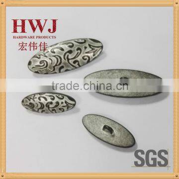 custom design zinc alloy sewing on button with loop for garment accessories