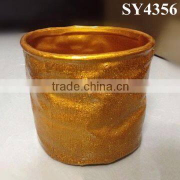 Gold indoor cloth bag ceramic pot