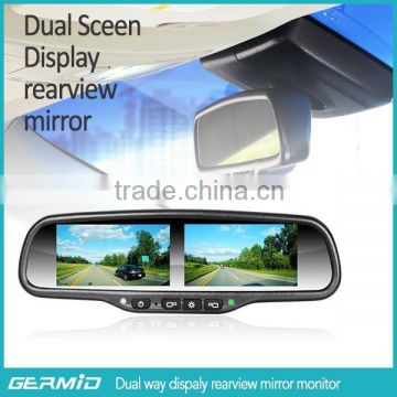Multiple display mirror- backup camera display rearview mirror with three LCD monitors for trucks