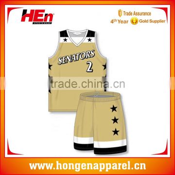 Hongen apparel sublimation print basketball apparel with your logo, name and number