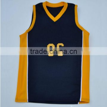 2014 new style design yellow and black basketball jersey