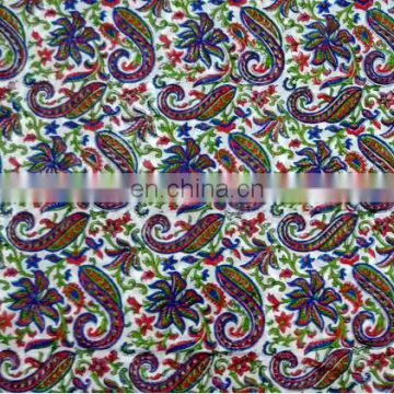 Block Printed Paisley Multi Color Cotton Fabric Sanganeri Jaipuri Wholesale Textile / Fabric / 100% Cotton Fabric